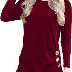 Womens Maroon Top SZ XL Long Sleeve Tunic Top
